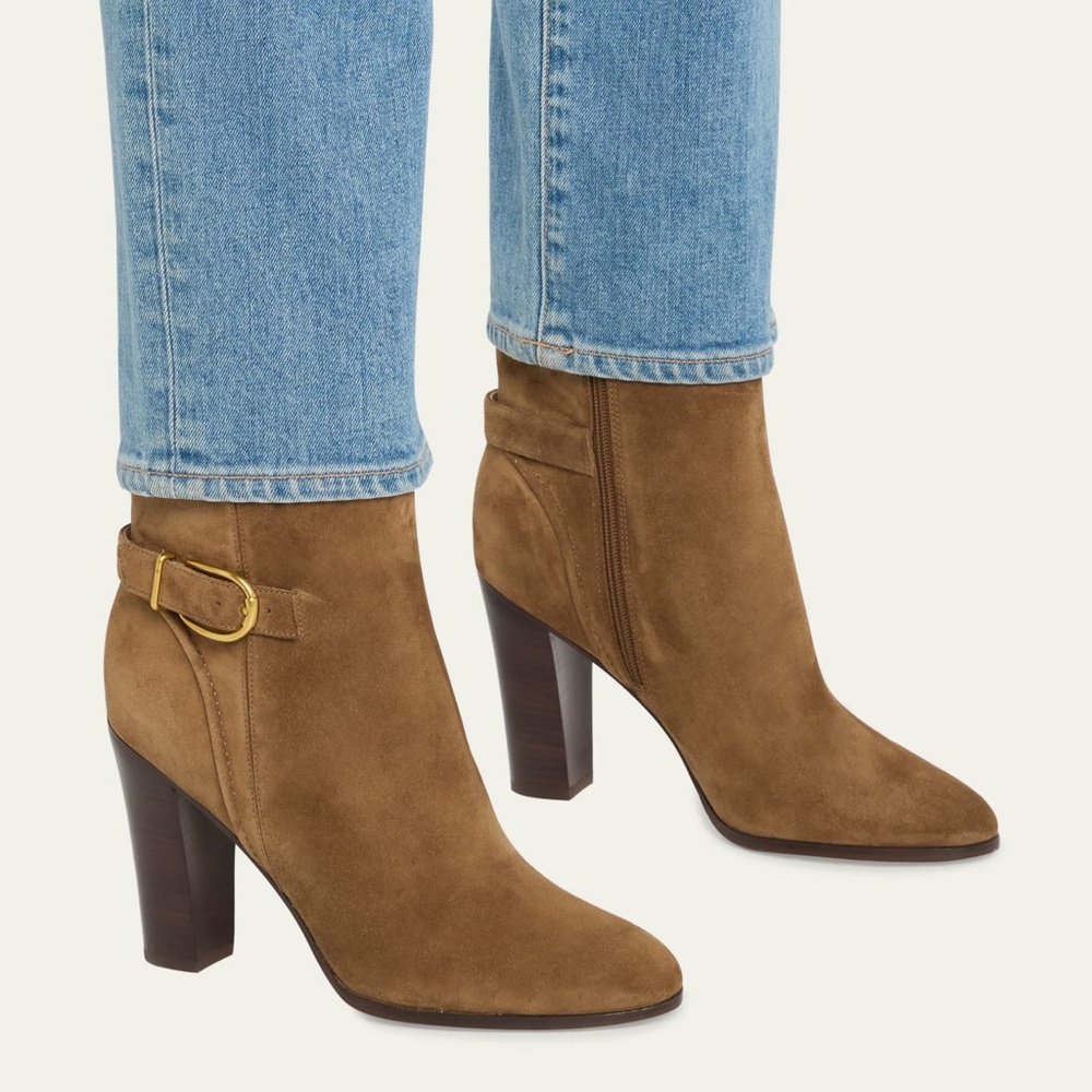 Veronica Beard Viv Tan Suede Ankle Boots